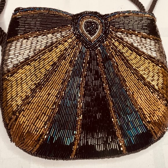✨ Gold & Bronze Beaded Art Deco Evening Bag – American Vintage - Picture 7 of 10